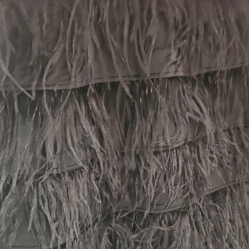 MAIA Peach and Black Dress With Feathers Size 8 - Picture 15 of 16